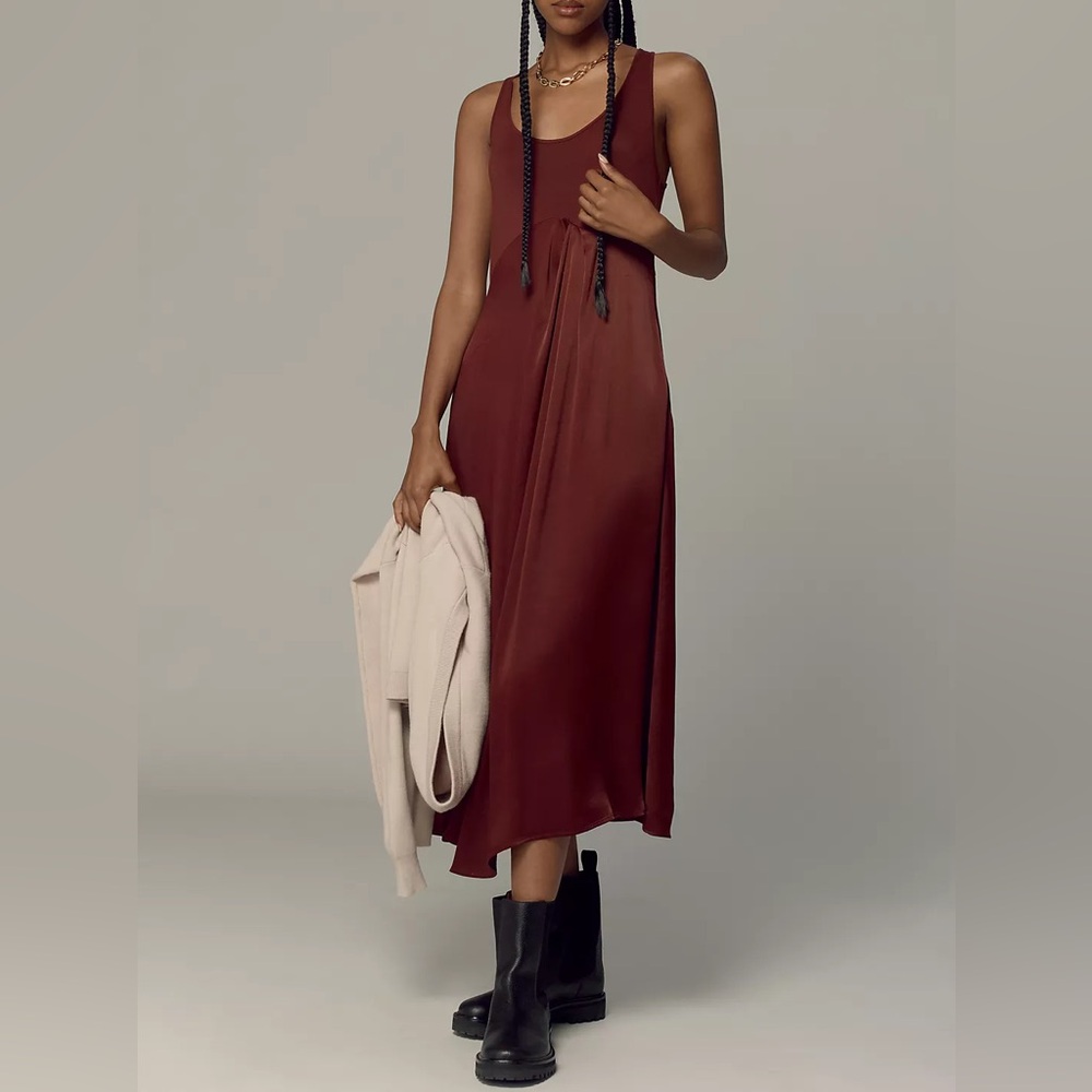 Anthropologie Twist Front Satin Maxi Dress🤍